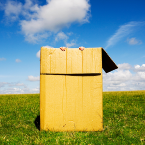 photo of child hiding in box