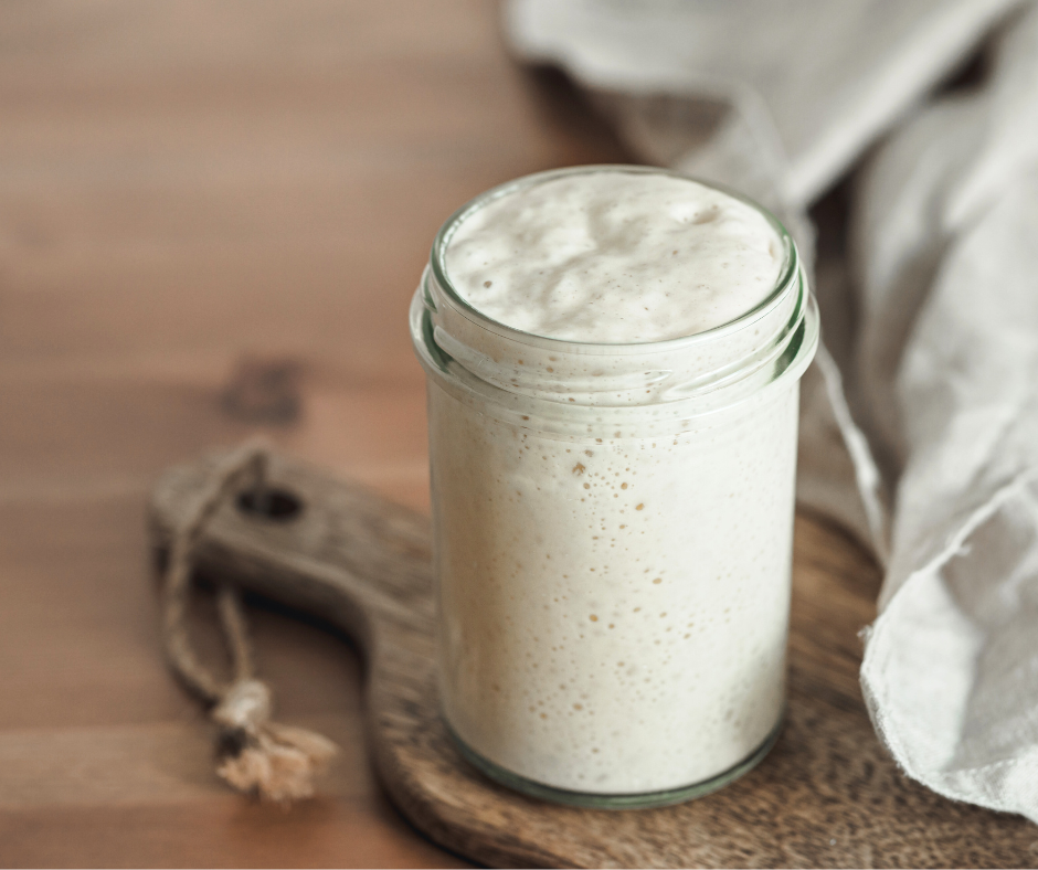photo of sourdough starter on board