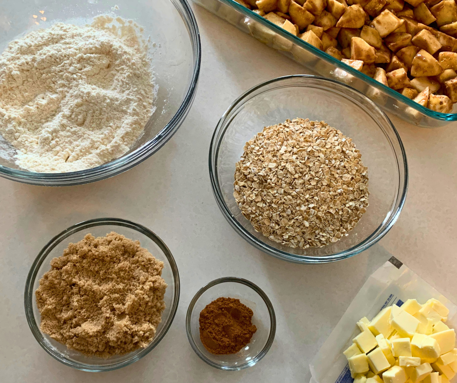 photo of ingredients for the apple crisp topping