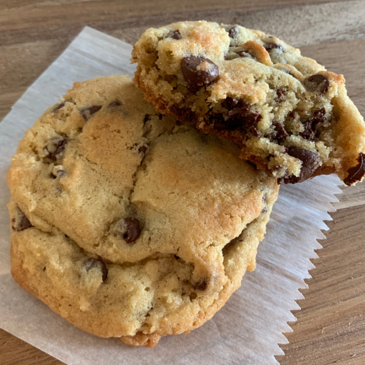 close up of chocolate chip cookie